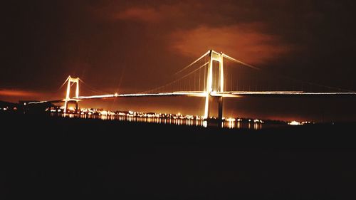 View of suspension bridge at night