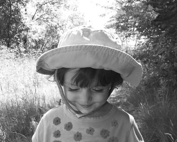 Portrait of cute girl in plants