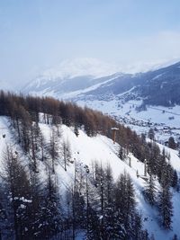 Scenic view of mountains against sky during winter