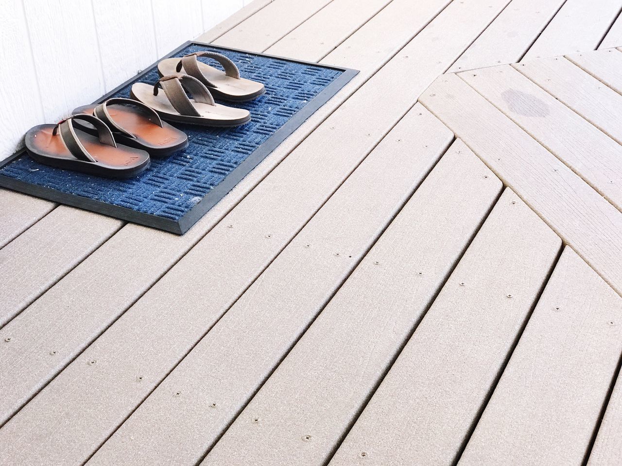 LOW SECTION OF SHOES ON WOODEN SURFACE