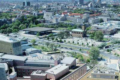 High angle view of buildings