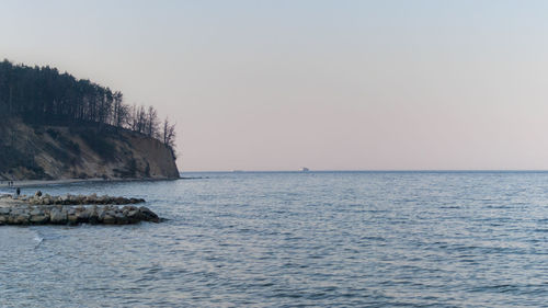 Scenic view of sea against clear sky