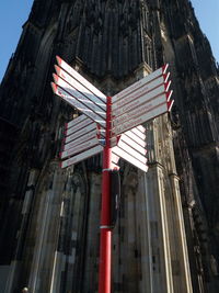 Low angle view of flag against sky