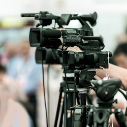 Close-up of television cameras