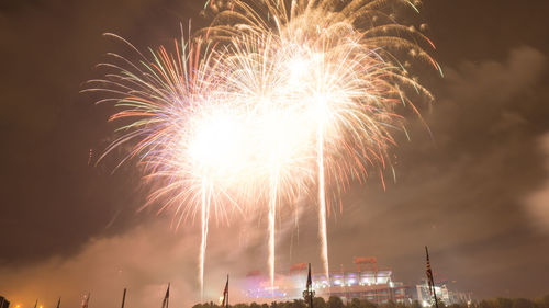 Low angle view of firework display