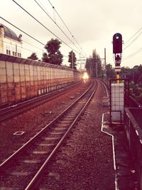 Railroad tracks at sunset