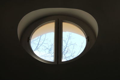 Low angle view of skylight in building