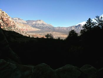 Scenic view of mountains against clear sky