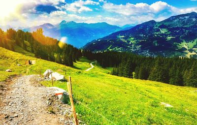 Scenic view of mountains against sky