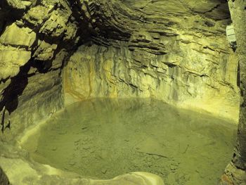 Close-up of water flowing through cave