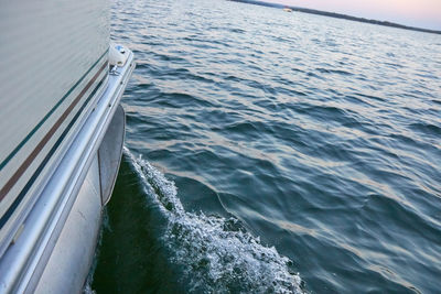 High angle view of sailboat sailing in sea