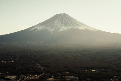 Scenic view of mountains against clear sky