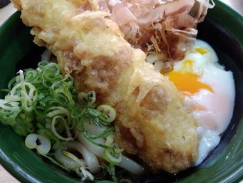 High angle view of food in plate