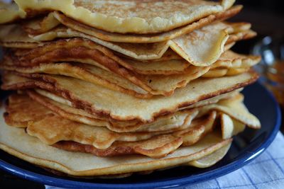 Stack on pancakes on plate