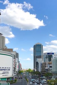 View of city against cloudy sky