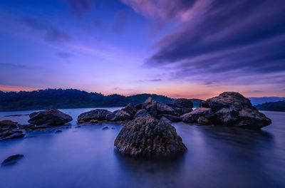 Scenic view of sea against sky during sunset