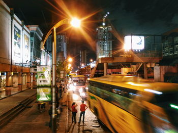 City lit up at night