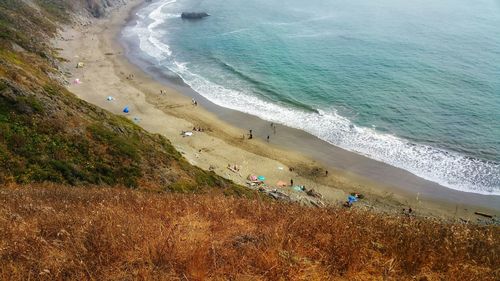 High angle view of beach