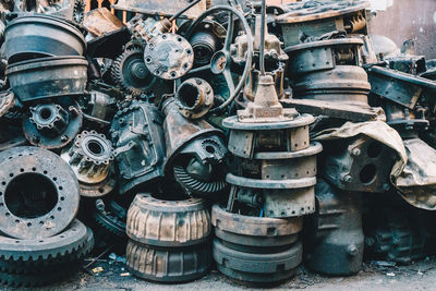 Close-up of old machine part