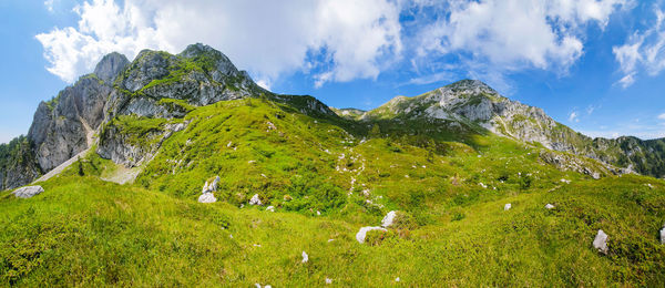 Panoramic view of a broad mountain range