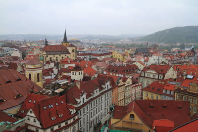 High angle view of townscape against sky