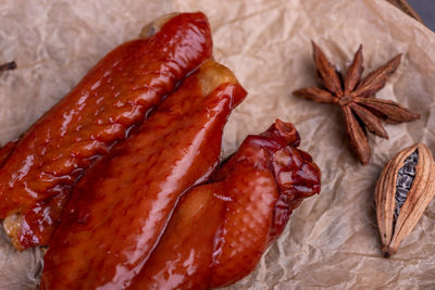 Close-up of food on table