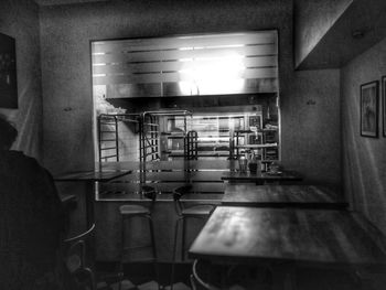 Interior of illuminated restaurant