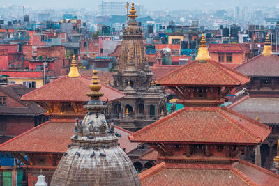 High angle view of buildings in city