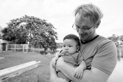 Portrait of father and son