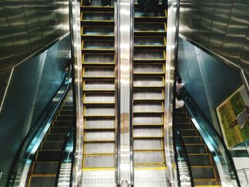 High angle view of escalator at subway station