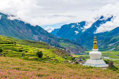 Scenic view of mountains against sky