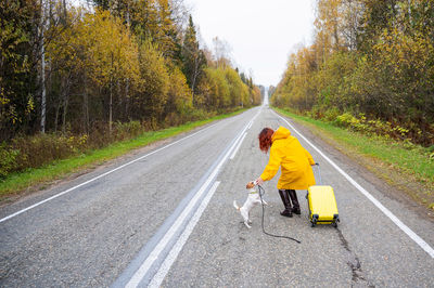 Rear view of a person on road