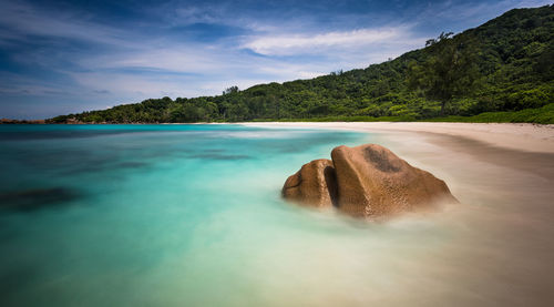 Scenic view of sea and rock