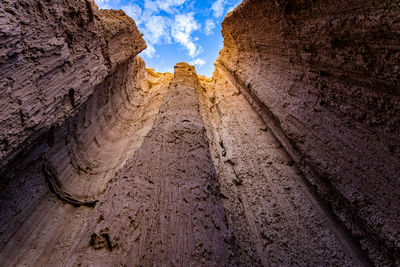 Low angle view of rock formations