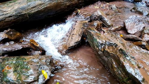 Close-up of rocks in river