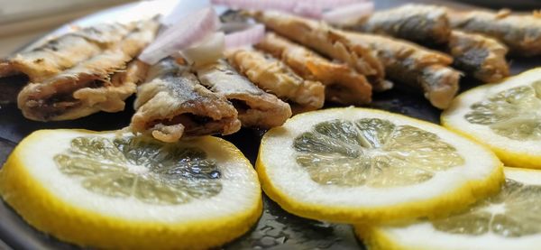 Close-up of burger in plate