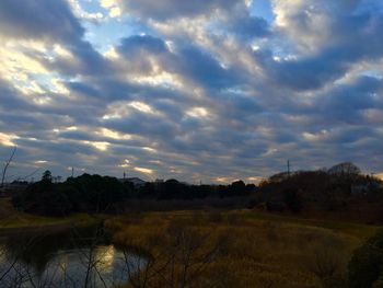 Scenic view of landscape against cloudy sky