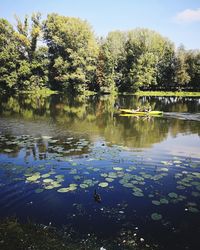 Scenic view of lake by trees