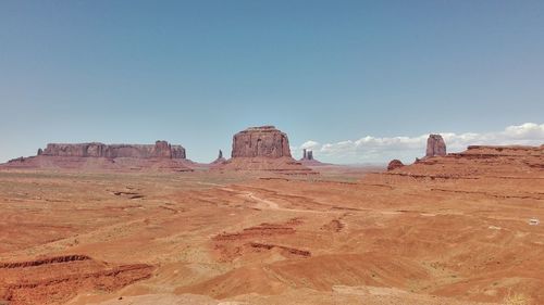 Scenic view of desert against clear sky