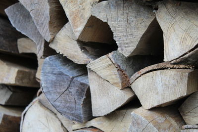 Full frame shot of logs in forest