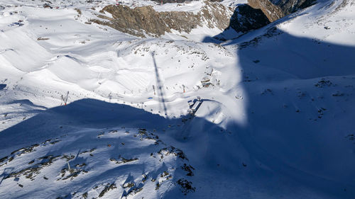 High angle view of snow covered mountain