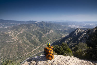 High angle view of mountain range against sky