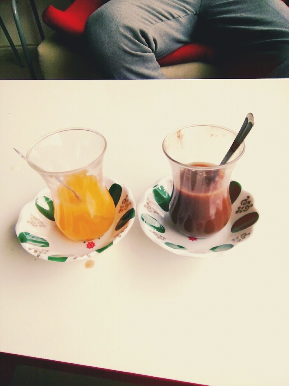 food and drink, indoors, drink, table, refreshment, still life, drinking glass, freshness, coffee cup, high angle view, cup, saucer, spoon, coffee - drink, plate, food, close-up, glass, glass - material, healthy eating