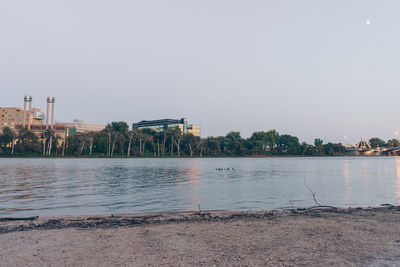 Scenic view of city against clear sky