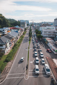 High angle view of traffic on road