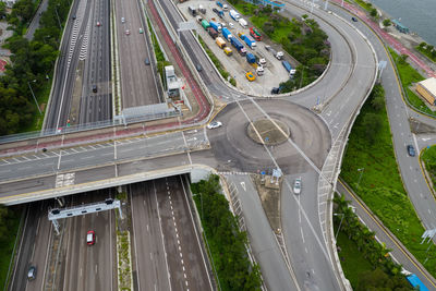 High angle view of highway in city