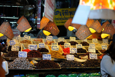 Food for sale at market stall