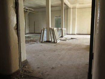 Obsolete window frames in abandoned house