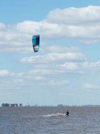 Boat on sea against sky