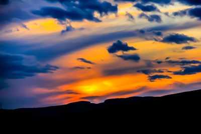 Scenic view of dramatic sky during sunset